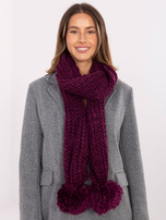 Ciemnofioletowy zimowy szal o grubym splocie