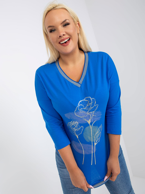 Hurt Ciemnoniebieska bluzka plus size z aplikacją 
