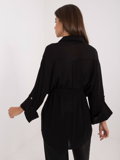Hurt Czarna rozpinana koszula oversize z rękawem 3/4