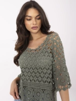 Khaki průhledná blůza boho na léto.