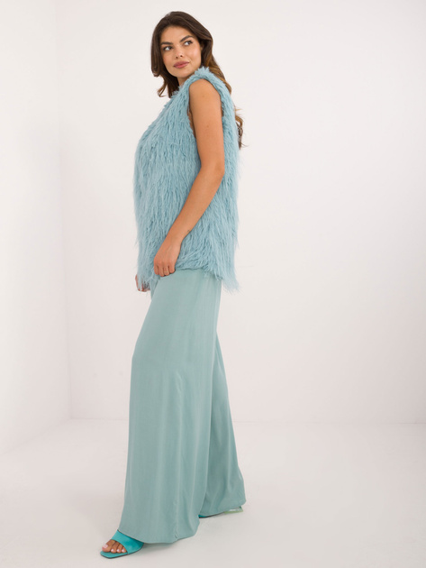 Hurt Miętowa damska kamizelka z futra ekologicznego