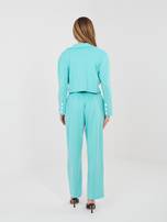 Turkusowy damski komplet ze spodniami bez zapięcia RUE PARIS 