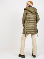 Hurtownia Khaki pikowana kurtka przejściowa z paskiem 