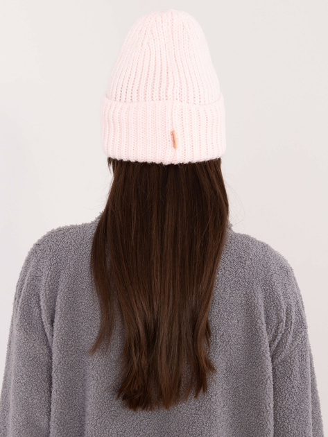 Hurt Jasnoróżowa dzianinowa czapka damska RUE PARIS