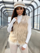 Beżowa damska kamizelka futrzana Romi