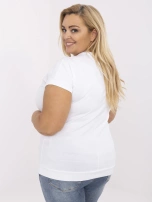 Biała damska bluzka plus size z aplikacjami