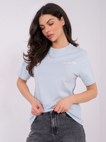 Jasnoniebieski t-shirt z nadrukiem na plecach SUBLEVEL 