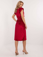 Hurt Czerwona welurowa sukienka koktajlowa z dżetami