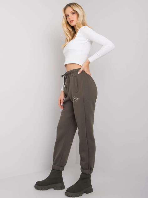 Khaki spodnie dresowe z napisem Lily