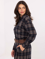 Granatowa rozpinana koszula w kratę  