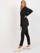 Hurtownia Czarna elegancka marynarka od garnituru w paski