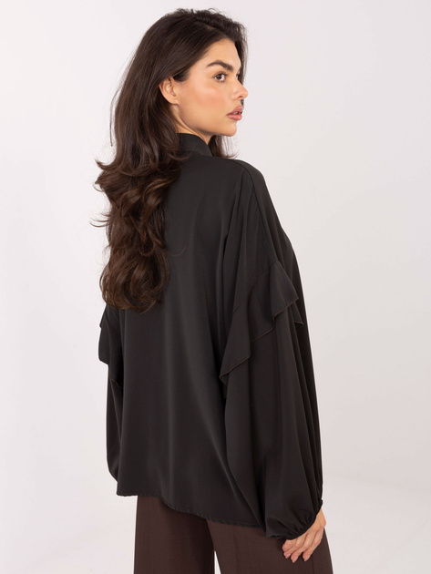 Czekoladowa damska koszula oversize z kokardą