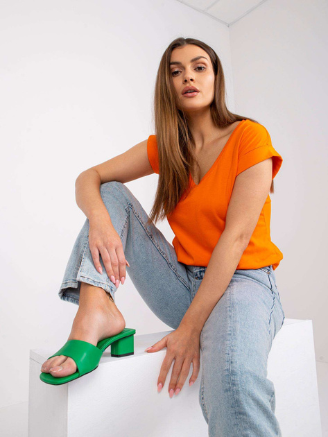 Pomarańczowy t-shirt basic Atlanta RUE PARIS