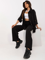 Hurt Czarny dwuczęściowy komplet letni z koszulą oversize