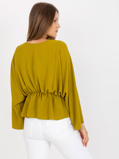 Hurtownia online Oliwkowa bluzka one size z dekoltem V