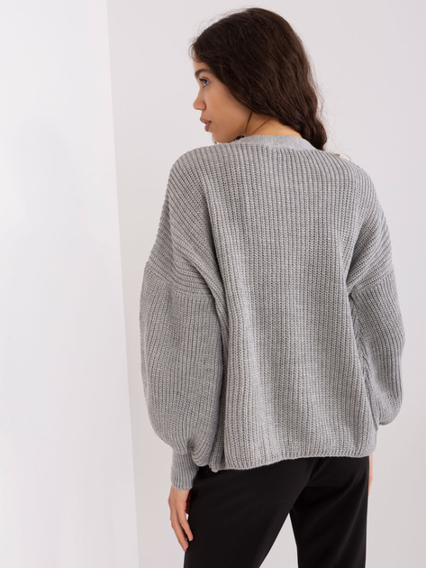 Hurtownia Szary dzianinowy komplet z wełną