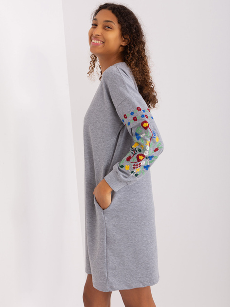 Hurt Szara sukienka dresowa z haftem RUE PARIS