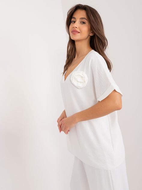 Hurtownia online Ecru bluzka oversize z dekoltem V