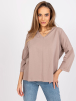 Dunkelbeige Bluse aus Baumwolle Sylvie RUE PARIS.
