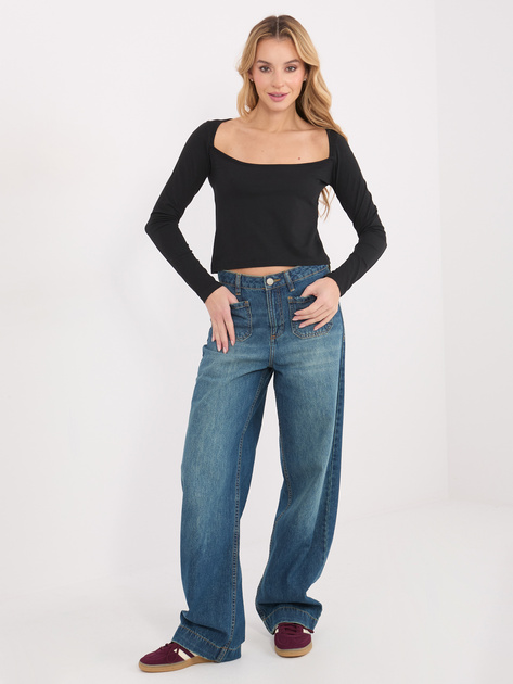 Czarna krótki longsleeve basic z bawełny