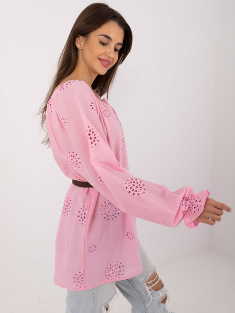 Hurt Różowa ażurowa bluzka casualowa w stylu boho