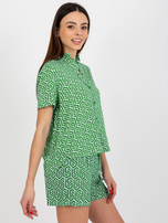 Hurt Zielona bluzka koszulowa we wzory z kołnierzem SUBLEVEL