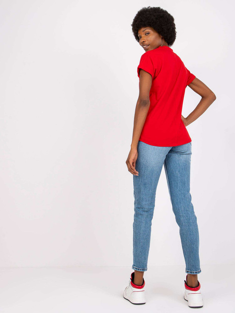 Czerwony luźny t-shirt Severine