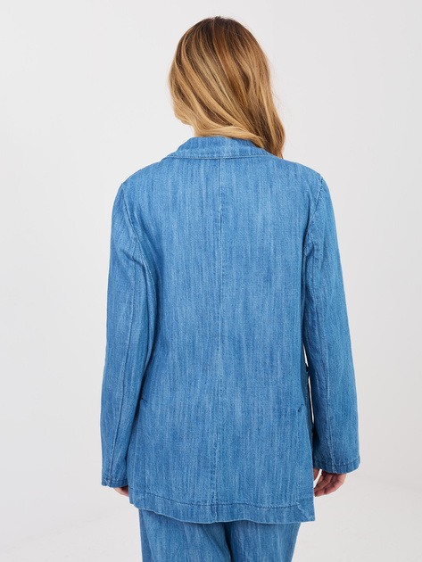 Niebieska jeansowa marynarka od kompletu RUE PARIS