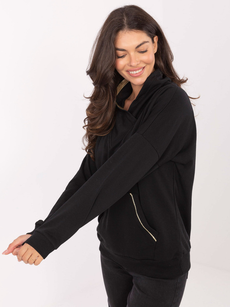 Czarna bluza kangurka z bawełny RUE PARIS