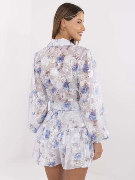 Niebieski damski komplet ze spódnico-szortami