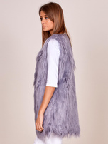 Szara kamizelka z długim włosem