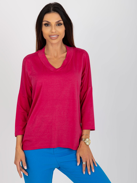 Hurt Fuksjowa damska bluzka basic z rękawem 3/4