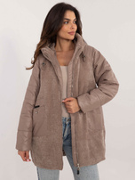 Hurt Jasnobrązowa dłuższa kurtka przejściowa z kapturem