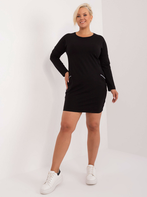 Hurt Czarna bawełniana sukienka plus size z napisami