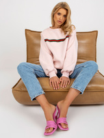 Hurt Jasnoróżowa dresowa bluza oversize bez kaptura 