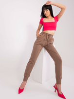 Hurt Brązowe spodnie dresowe z wysokim stanem