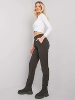 Ciemne khaki spodnie dresowe z guzikami Cindy RUE PARIS 