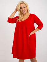 Hurt Czerwona dresowa sukienka plus size basic z kieszeniami