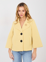 Jasnożółty jednorzędowy płaszcz damski 