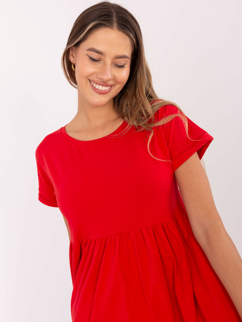 Czerwona letnia sukienka z bawełny RUE PARIS