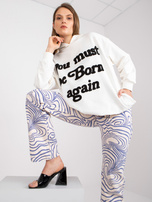 Ecru oversize kapucňová mikina z bavlny.
