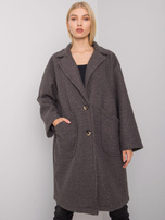 Grafitowy płaszcz damski z kieszeniami Bedford OCH BELLA