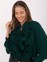 Ciemnozielona koszula z bufiastym rękawem