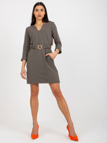 Hurt Khaki prosta sukienka dresowa z kieszeniami OCH BELLA 