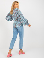 Hurt Niebiesko-czarna koszula w panterkę z imitacji satyny