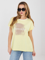 Pastelowa żółta casualowa bluzka z krótkim rękawem