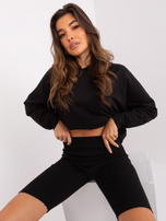 Hurt Czarny bawełniany komplet casualowy z gładką bluzą