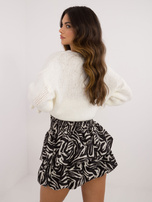 Hurt Ecru-czarna spódnica bombka w zwierzęcy print