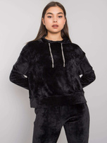 Czarny komplet welurowy ze spodniami Chanya