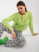 Jasnozielony ażurowy sweter oversize z kapturem RUE PARIS